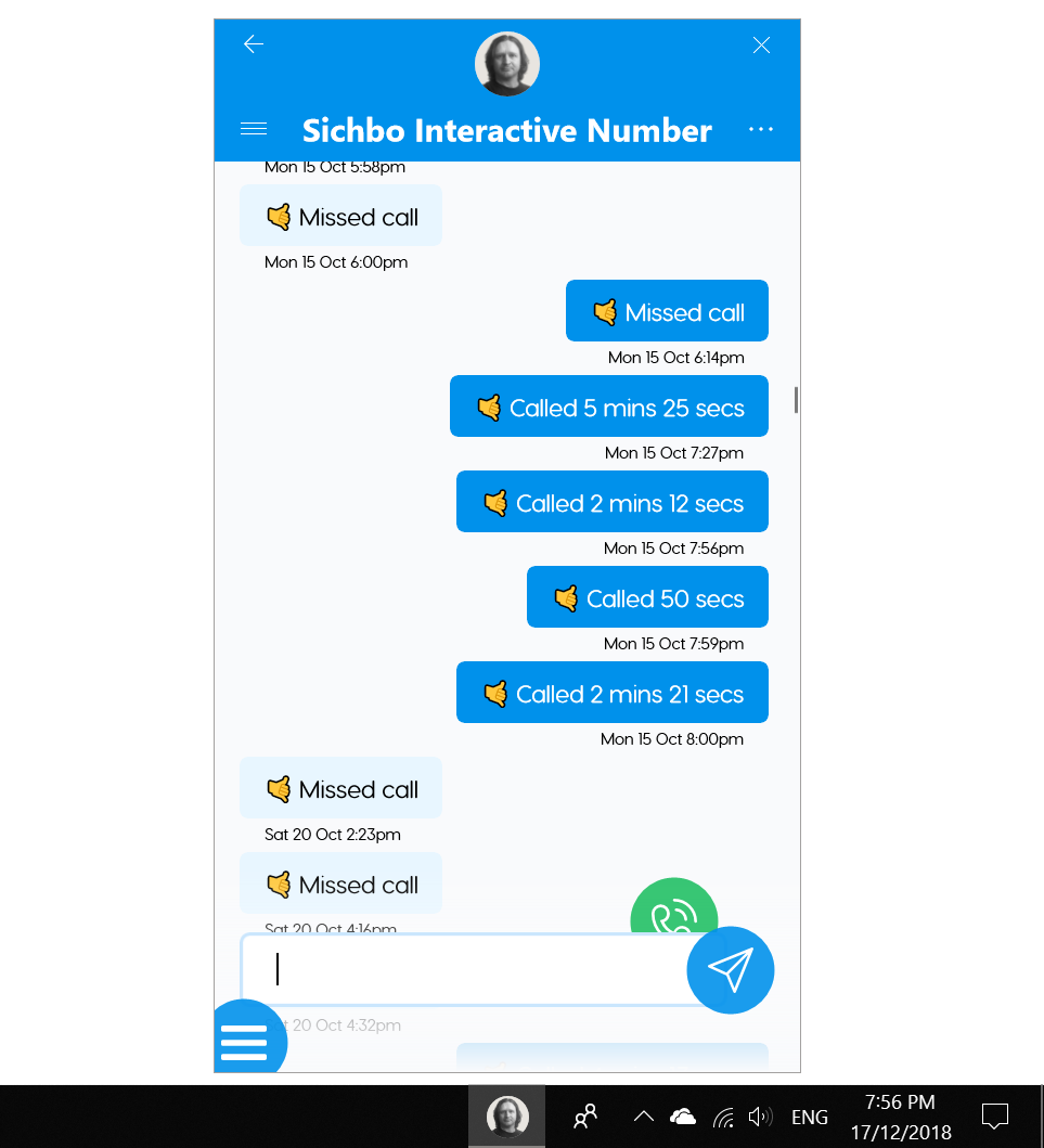 Windows 10 Pinned Contacts SichboPhone integration.